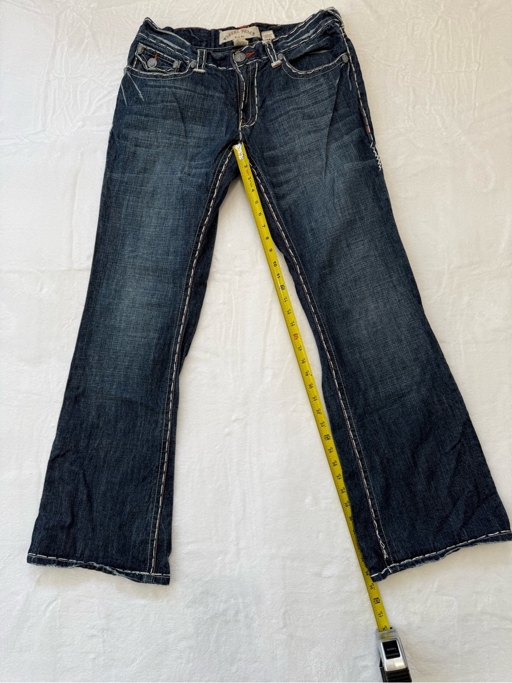 Laguna Beach Bootcut Jeans 34 Men's Y2K 100% Cotton Made in USA Embroidered